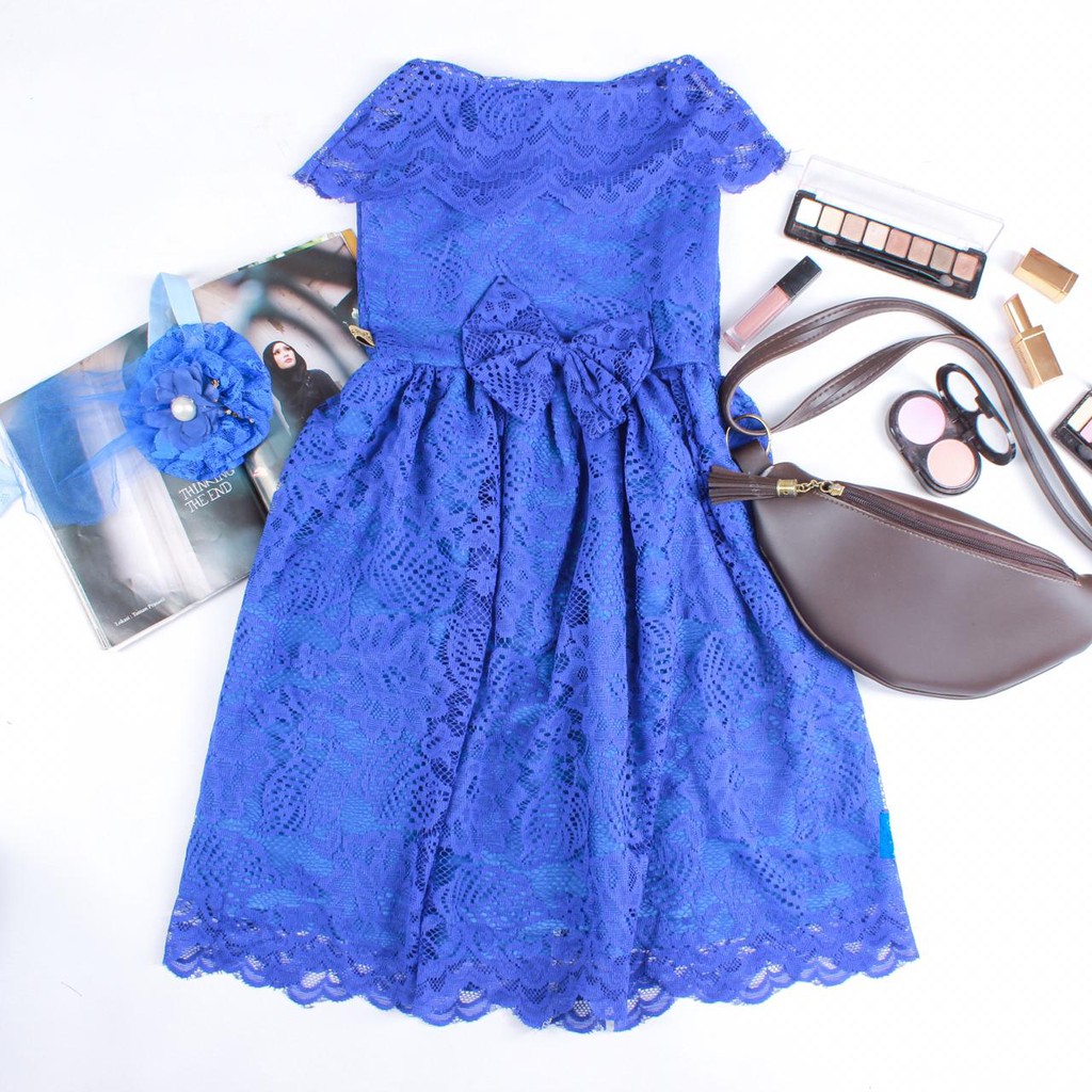 ARSY DRESS ANAK 5 TAHUN WARNA BIRU ELEKTRIK {READY_STOK}