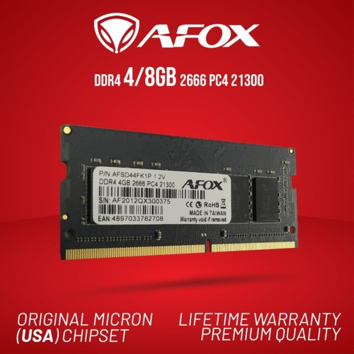 Memory Ram afox 4gb DDR4 2666Mhz / Ram Laptop