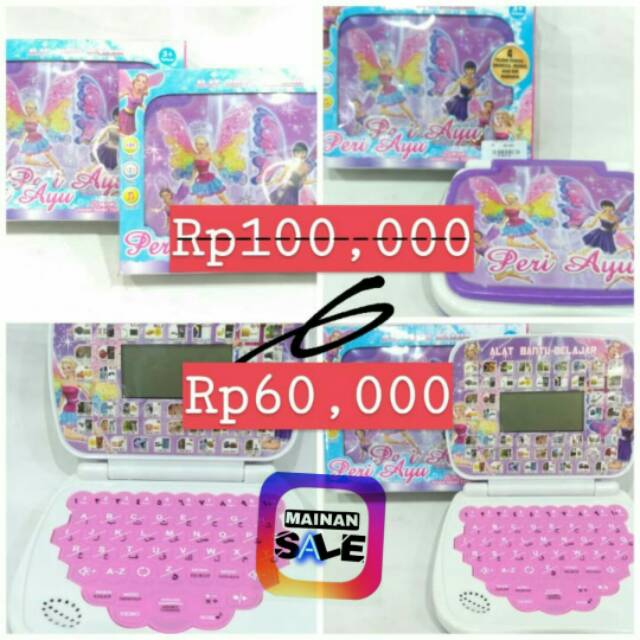 Mainan laptop anak perempuan barbie