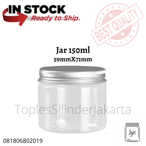 Toples Plastik Pet Jar 150ML Alumunium / Jar Mini 150gr Alumunium  / Pet Toples Food Grade / Jar Cyl