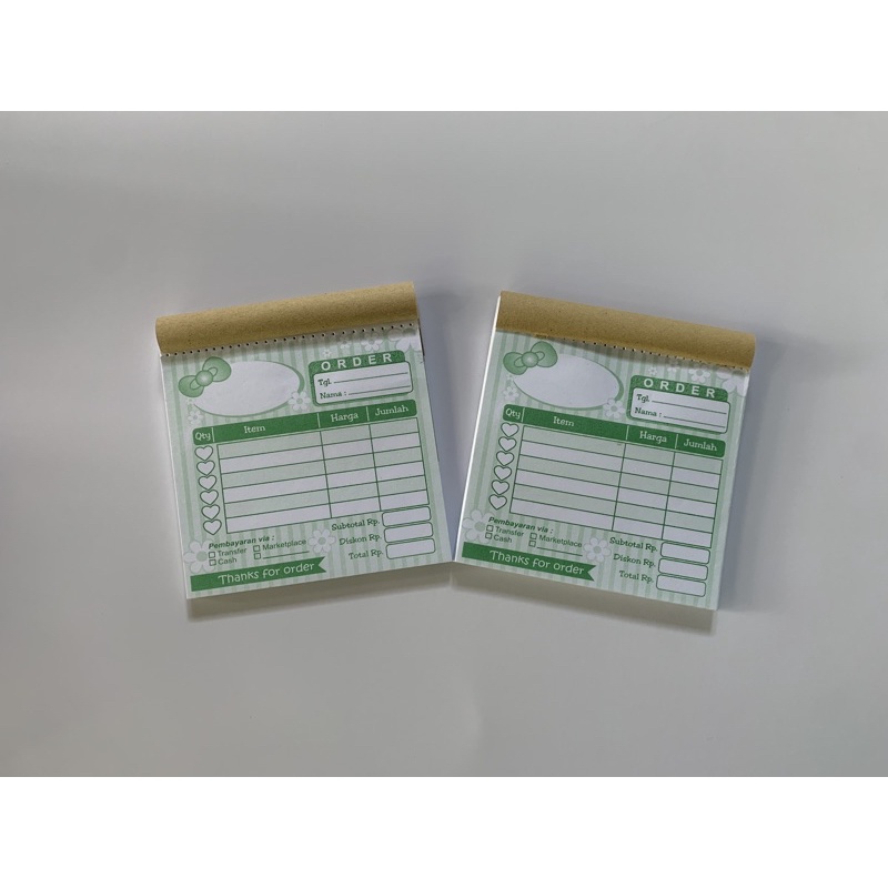 

Nota Olshop Mini 1 Ply Non Custom Ukuran Seperenam Motif Hijau