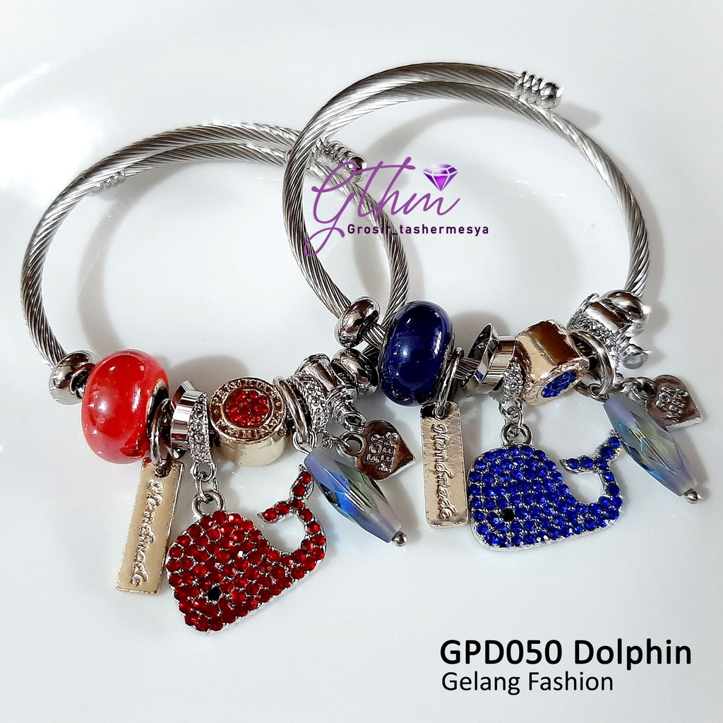 Gelang Wanita Dolphin Ruby Shaphire Perhiasan Import Anti Karat Model Lentur bisa dipakai sehari-hari fashionable GPD005 GTHM