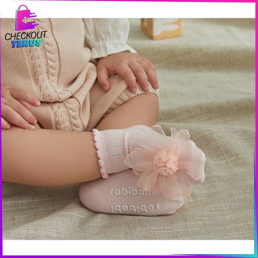 CT P218 Kaos Kaki Anak Bayi Perempuan Antislip Motif Bunga Kaus Kaki Baby Aksesoris Anak Fashion Baby