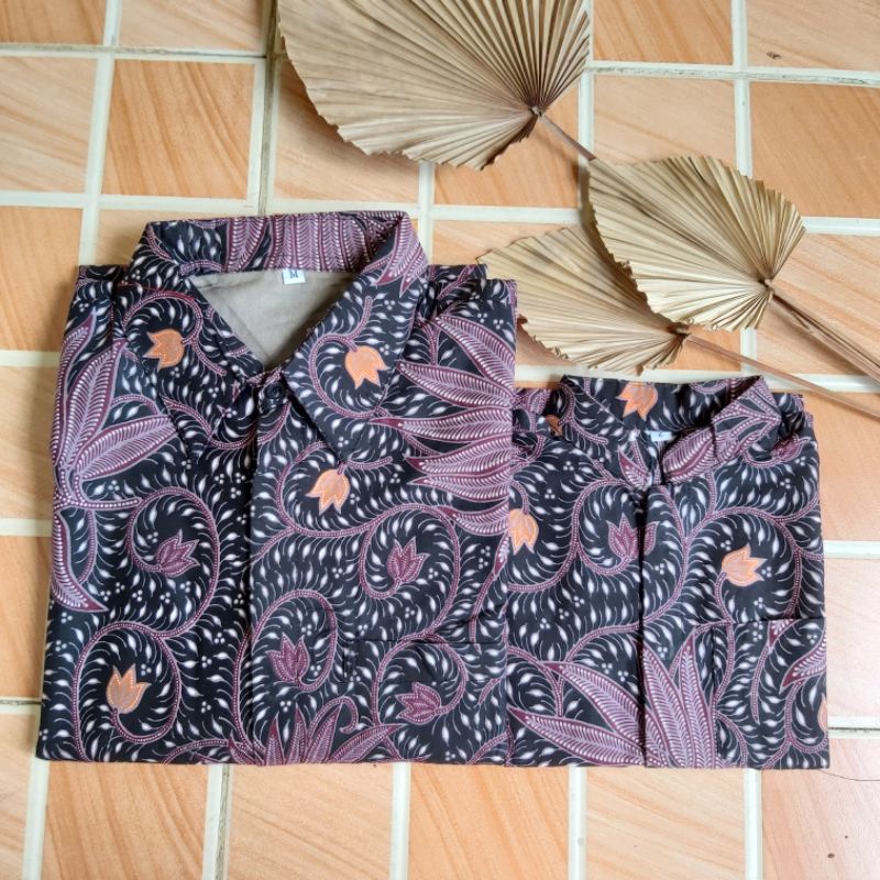 Couple Batik Ayah Anak Katun Halus Premium Lilac