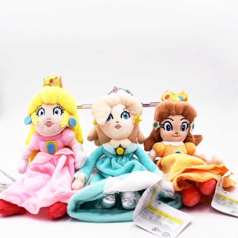 Boneka Anak 3 unids/set Super Mario Bros felpa princesa melocotón Margarita Rosalina 20 cm muñeca