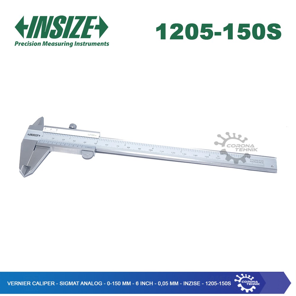 Insize - 1205-150S - Vernier Caliper - 0-150 mm - 6 Inch - 0,05 mm