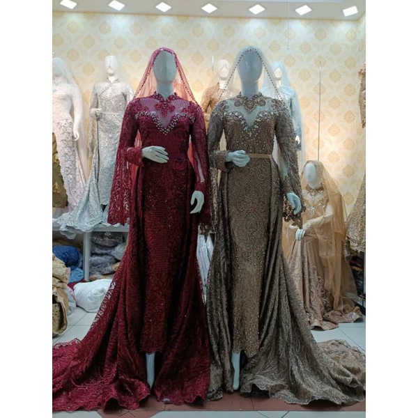 GAUN PENGANTIN MEWAH BEREKOR MODERN //GAUN WEDDING TERKINI