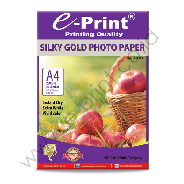 

sale Kertas Foto Silky Gold E-Print Uk. A4 260 gms Limited