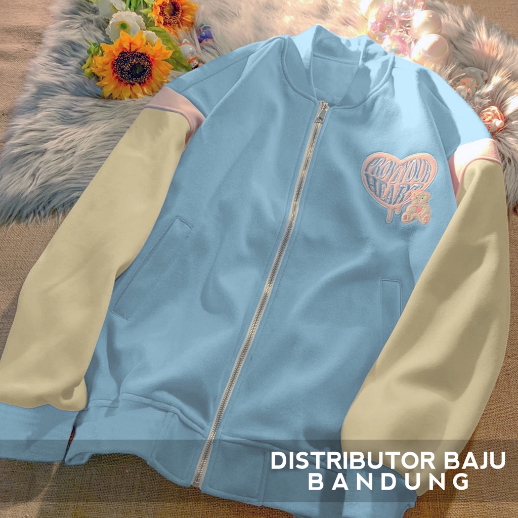 Varsity Jacket Prove Your Heart  | Korean Style Bomber Baseball | Pakaian Pria dan Wanita | Bahan Fleece | Allsize-8