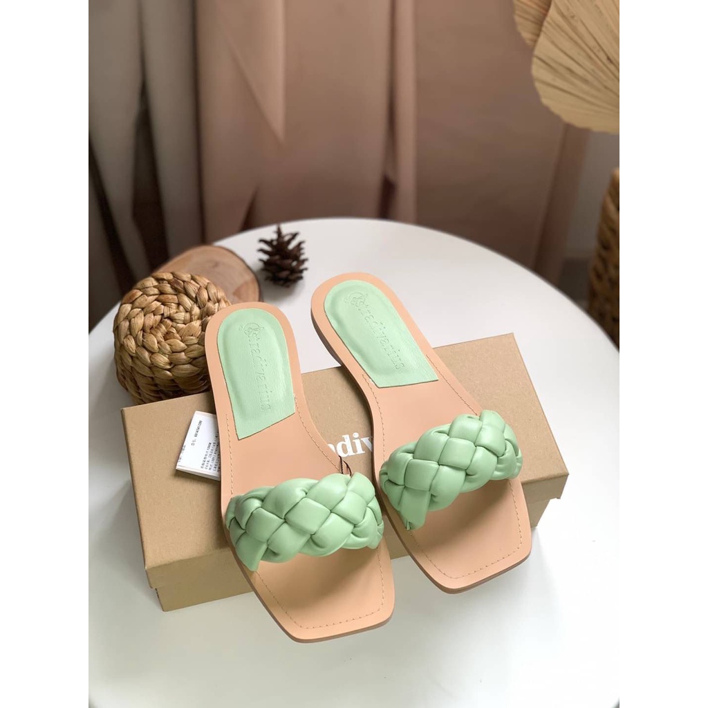 [7.7 Boombastis Sale⚡] - SANDAL WANITA STS011 FLAT WOVEN SANDALS PREMIUM IMPORT