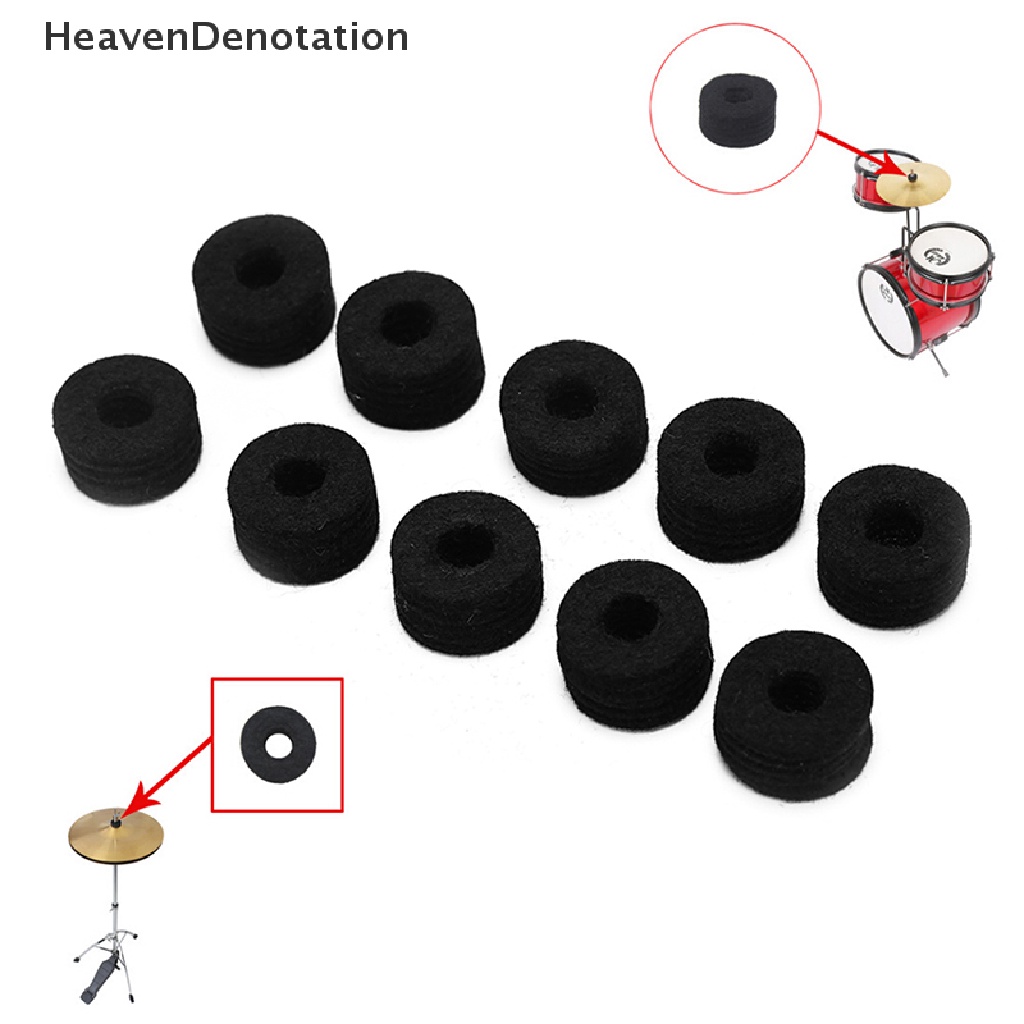 [HeavenDenotation] 10PCS Drum Kit Cymbal Felt Pads Percussion Accessories Kit Pad Protection Effect