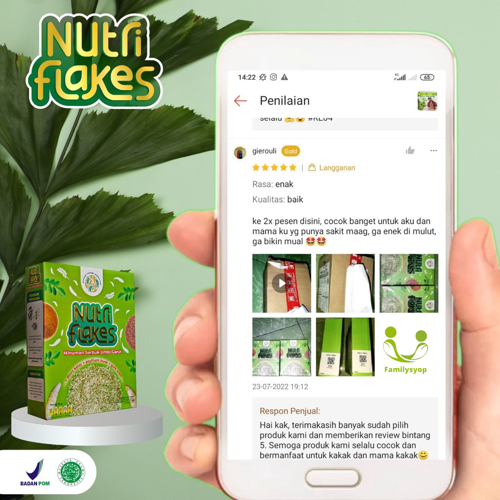 Pake Diet Sehat 2 Box Nutriflakes - 100% Original Minuman Serbuk Umbi Garut Suplemen Makanan Diet Atasi Asam Lambung Diabetes Kontrol Kolesterol Kolestrol Lancarkan Pencernaan