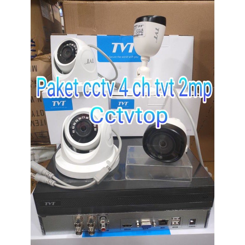 paket cctv 4 ch TVT 2mp full hd 1080p+ hdd 2 tb lengkap tinggal pasang