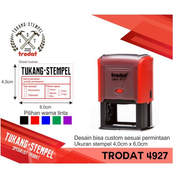 

Trodat 4927 stempel custom perusahaan ukuran 4 x 6 cm multicolor