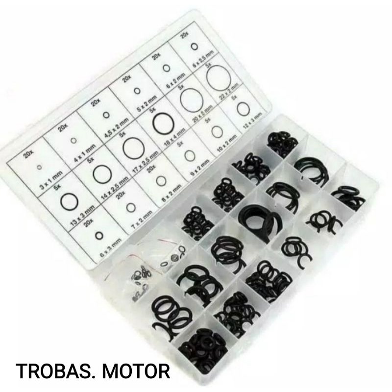 225 pcs, oring seal set oring kit sil set untuk mobil dan motor