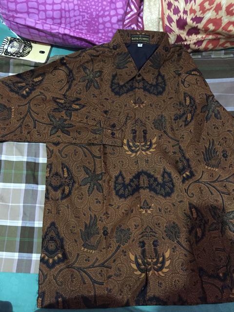 Wahyu Tumurun Sogan Kemeja Batik Pria Full Furing Bahan Katun Sragenan