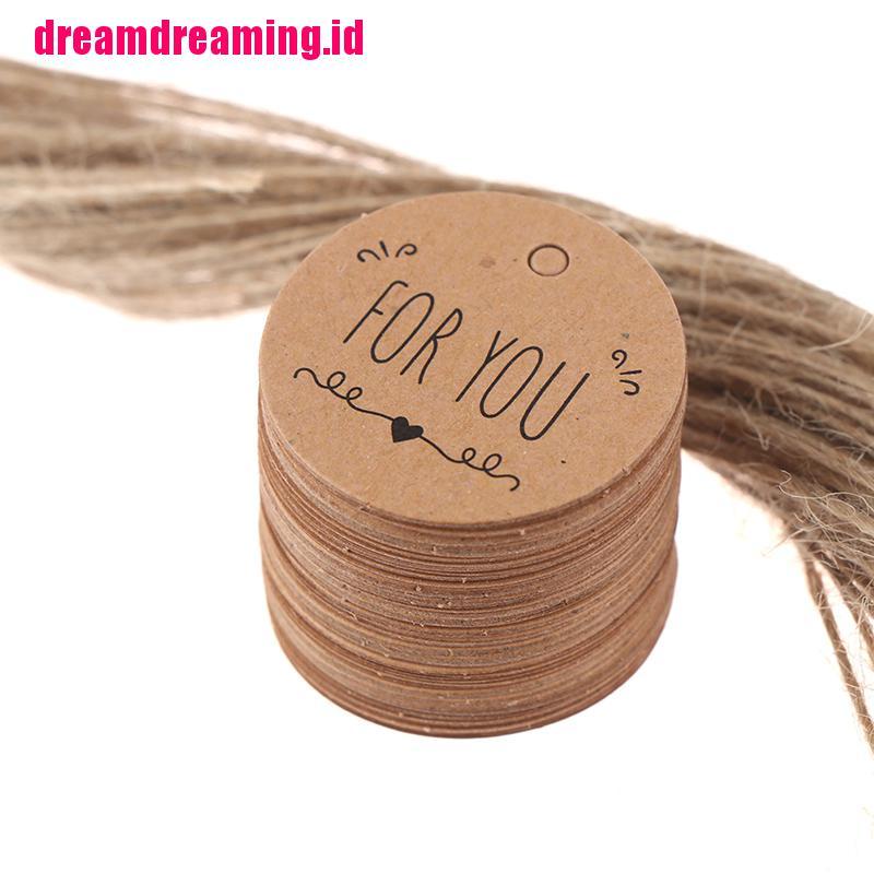 100pcs Labelhang Tag Bahan Kertas Kraft Untuk Hadiahsuvenir Pernikahan