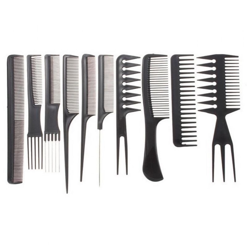 Sisir Rambut Salon Hair Comb 10 Set / Alat Sisir Pangkas Barbershop Komplit