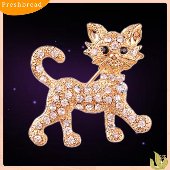 [ TERLARIS]Women's Fashion Shining Rhinestone Brooch Cool Cat Pattern Decor Jewelry Gift