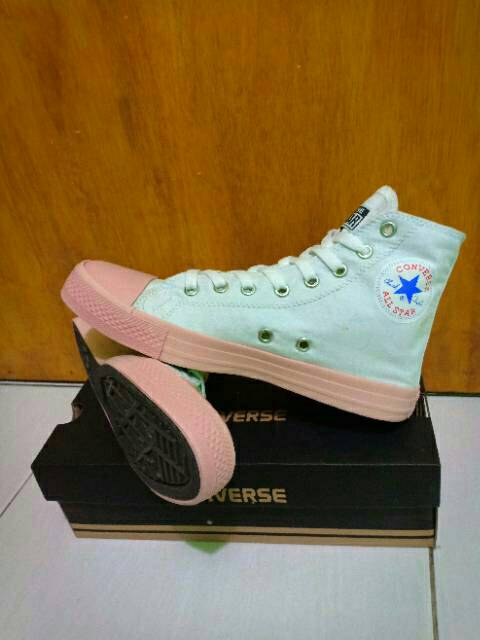 Sepatu high full peach/putih peach.boot