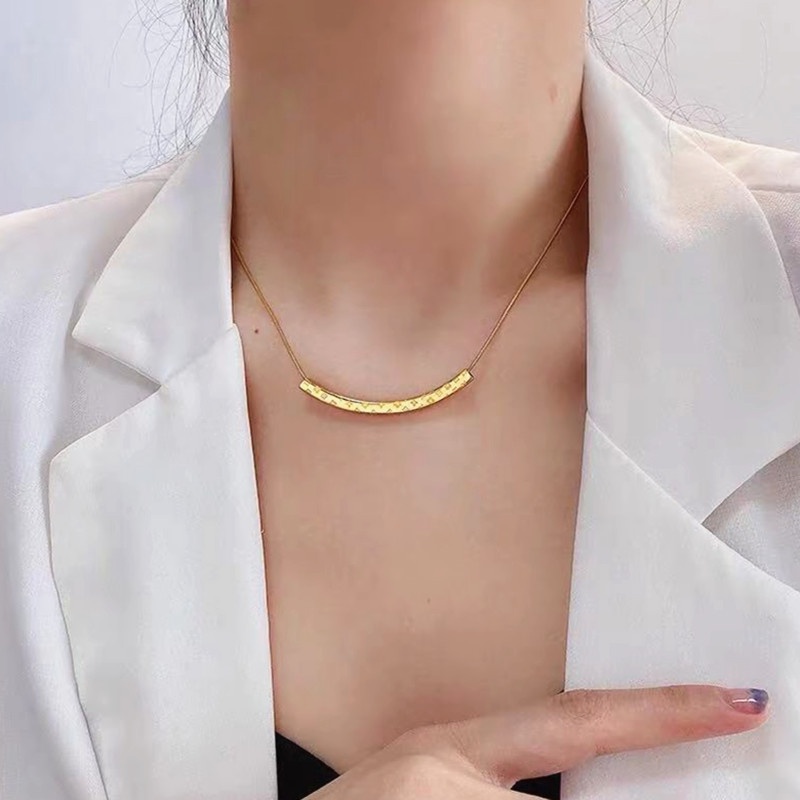 Kalung Titanium Anti Karat Emas 18k simple Senyum korea Aksesoris Wanita