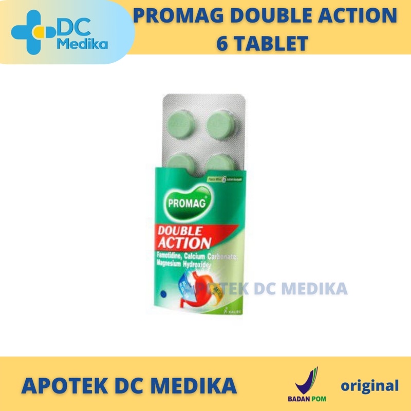 Promag Double Action 6 tablet / Obat maag / Obat sakit perut / Obat gastritis / Obat lambung