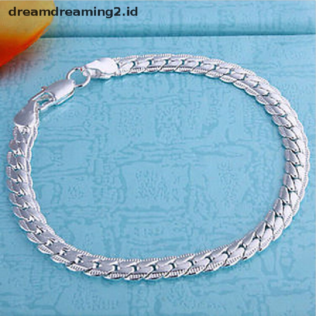 Gelang Rantai Ular Lapis Silver Lebar 5mm Untuk Pria