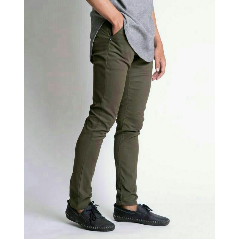 CELANA Pria SLIMFIT Panjang chino KERJA HARIAN HITAM MOCCA ABU GREY KREAM CREAM Sz 27 - 38