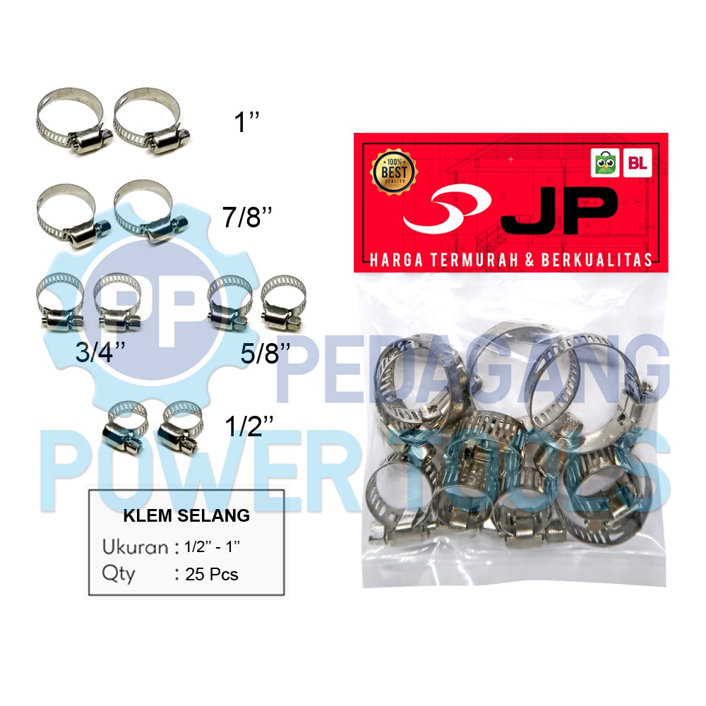 JP KLEM SELANG SET 10 PCS STAINLESS STEEL HOSE CLIPS CLAMP JEPIT GAS