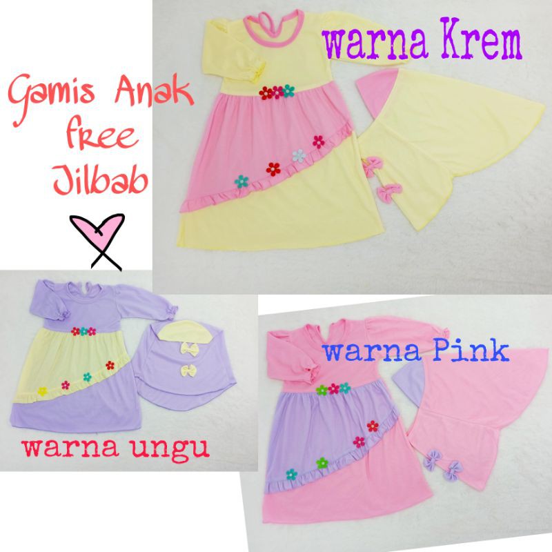 [Ss-7023] Gamis Anak 0-12bulan free Jilbab, Hijab Anak