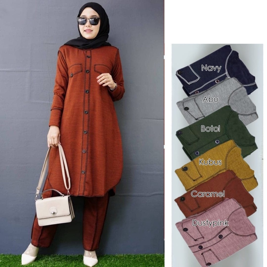 SET LONG TUNIK ZILLA 04 / SETELAN TUNIK PAKAIAN WANITA HIJAB FASHION PREMIUM SET