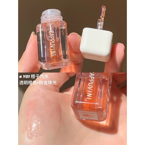 GOS - CAPPUVINI Crystal Lip Oil LipGloss Transparant - Lip Oil Minyak Bibir Melembabkan Bibir - Lip Care Waterproof Glossy Lip Plumper