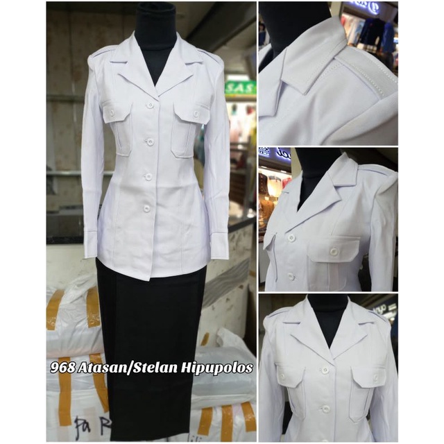 blazer putih polos ASN seragam kerja hitam putih blazer azkia