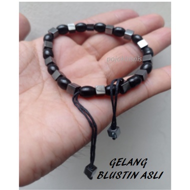 GELANG PRIA BLUSTIN / GELANG BATU NATURAL BLUSTIN / GELANG WANITA DEWASA / GELANG BATU HITAM BLUSTIN