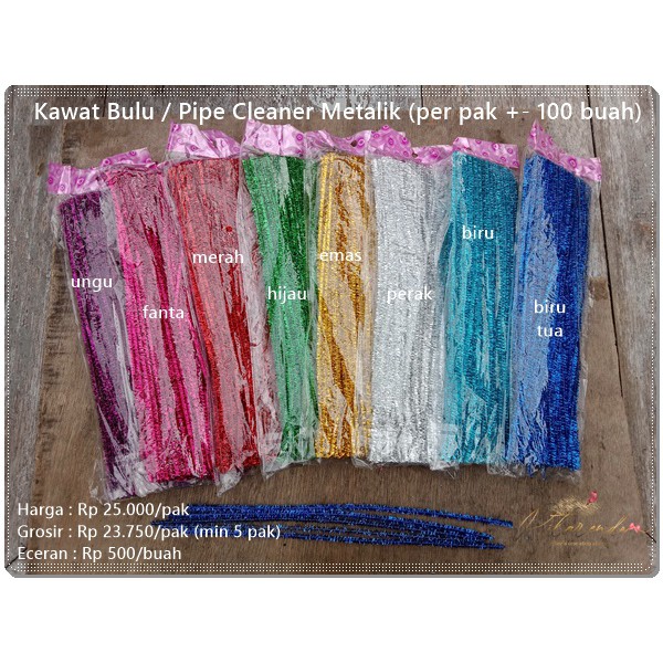 

GKRJ-09 : Kawat Bulu / Bulu Mercy / Pipe Cleaner Metalik (per pak +- 100 buah)