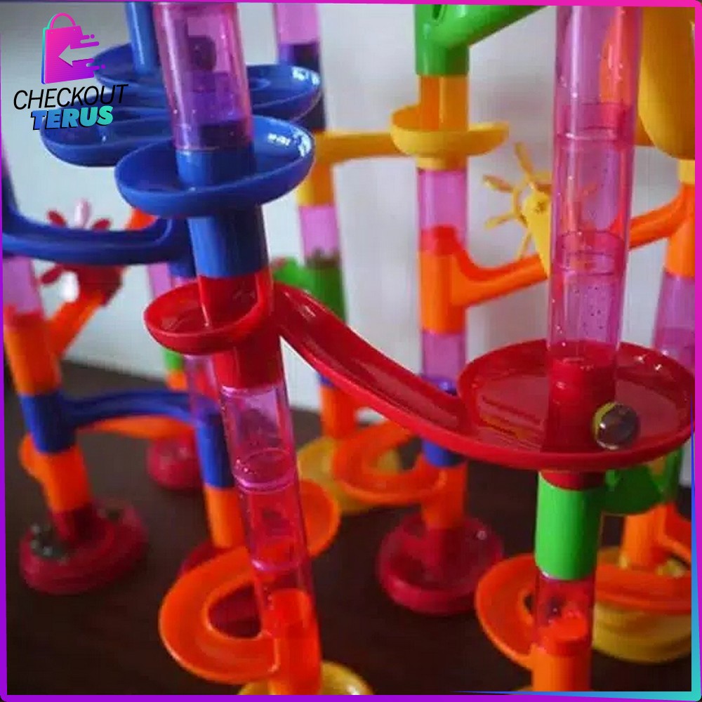 CT M58 Mainan Marble Run Block Isi 105PCS Track Marble Race Kids Mainan Edukasi Anak DIY Seluncuran Jalur Kelereng