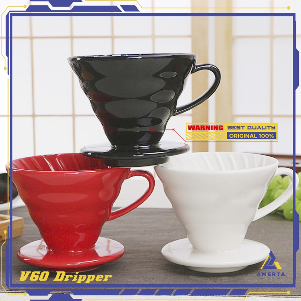 DROHOEY Filter Penyaring Kopi V60 Glass Coffee Filter Dripper 1-4 Cups