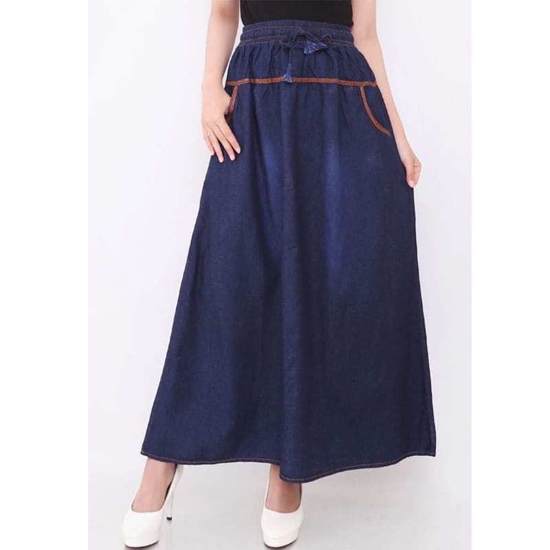 Rok Jeans Wanita Panjang Oversize Jeans Skirt Original