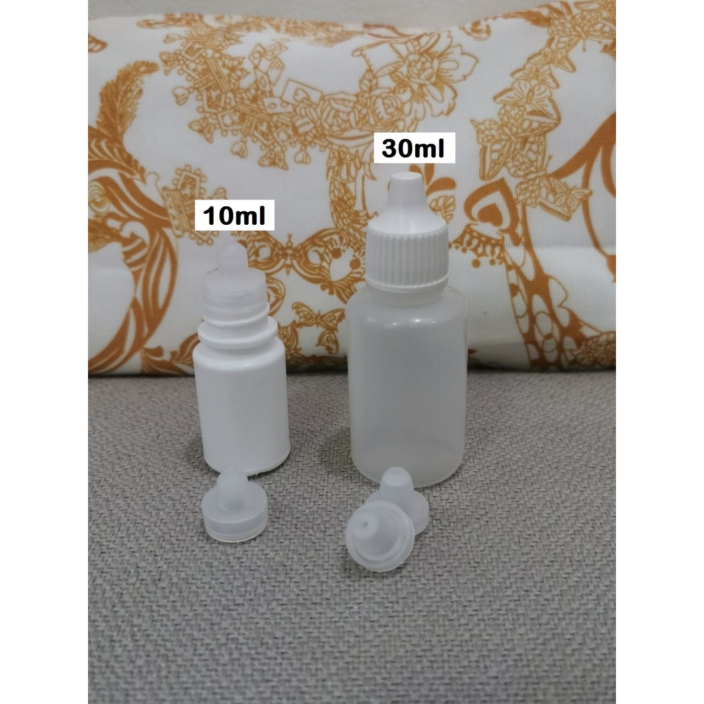 Botol Tetes mata 10 10ml PUTIH Natural LD LDPE HD HDPE Non segel Polos Bolong esen essen Chubby Gorilla