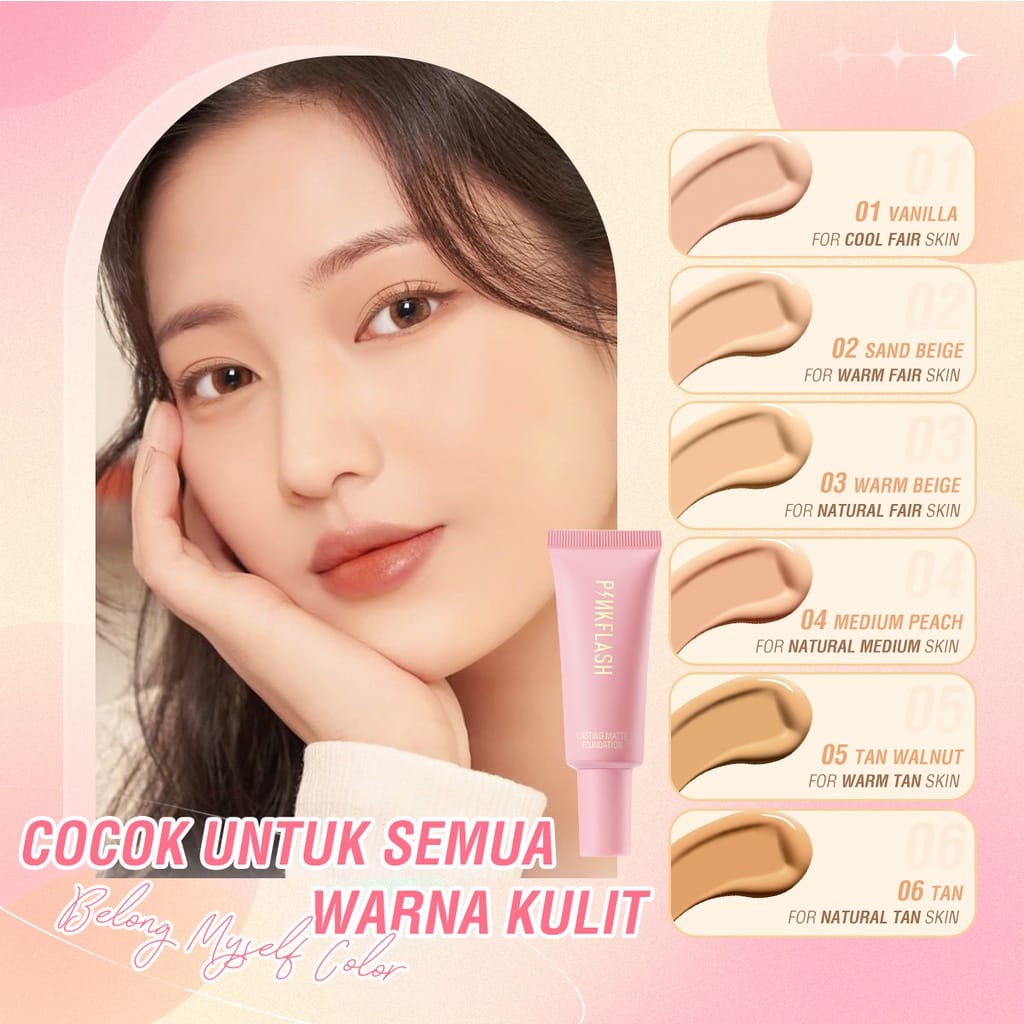 PinkFlash (F03) Foundation Lasting Matte Foundation PinkFlash Foundation Pink Flash Alas Bedak PinkFlash Foundation Matte