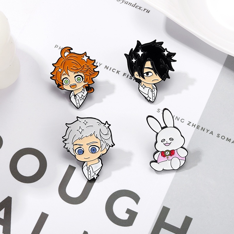 Baru Yang Dijanjikan Neverland Enamel Kerah Pin Anime Emma Norman Alloy Bros Lencana Pin Kartun Perhiasan Hadiah