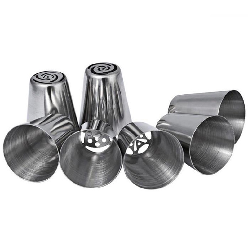 14pcs / Set Alat Nozzle Icing Piping Bentuk Tulip Rusia Bahan Stainless Steel Untuk Dekorasi Kue