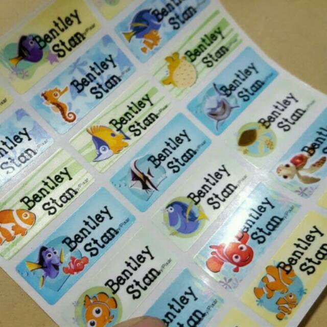 

label nama waterproof / stiker anti air nemo