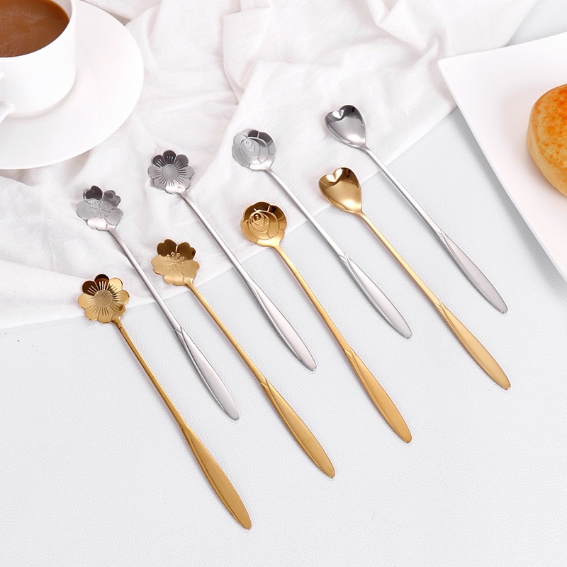 SENDOK TEH KOPI SET TEA SPOON COFFEE SPOON MEWAH ELEGANT SENDOK GOLD SENDOK DESSERT STAINLESS STEEL