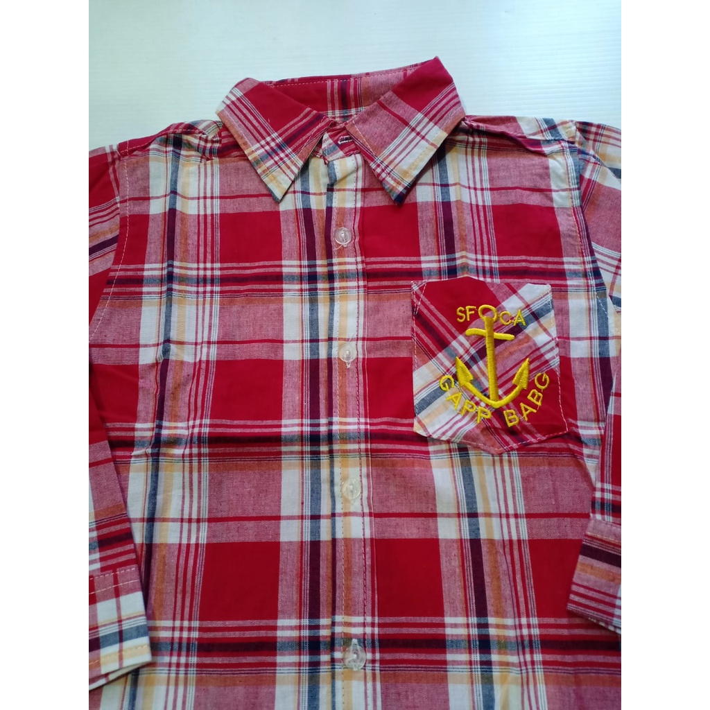 Kemeja/ Hem Anak Laki-Laki Kotak-Kotak Red Import LBT104