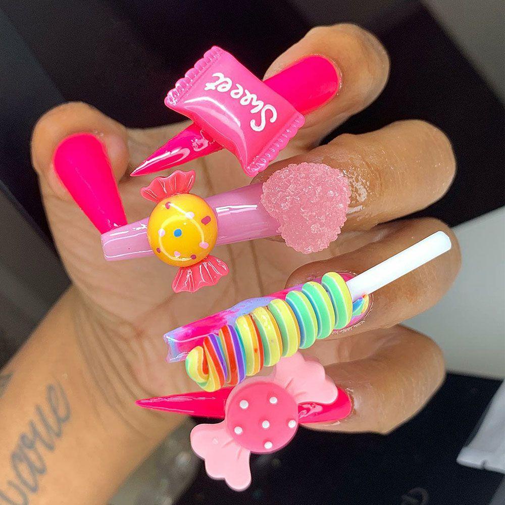 【 ELEGANT 】 Candy Nail Art Perhiasan Resin Gummy Indah DIY Aksesoris Kuku