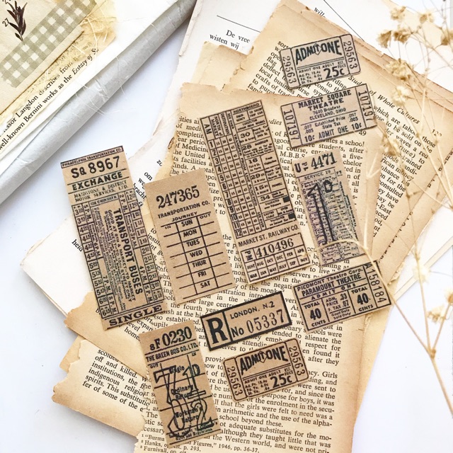 

VINTAGE TICKET STICKERS SET
