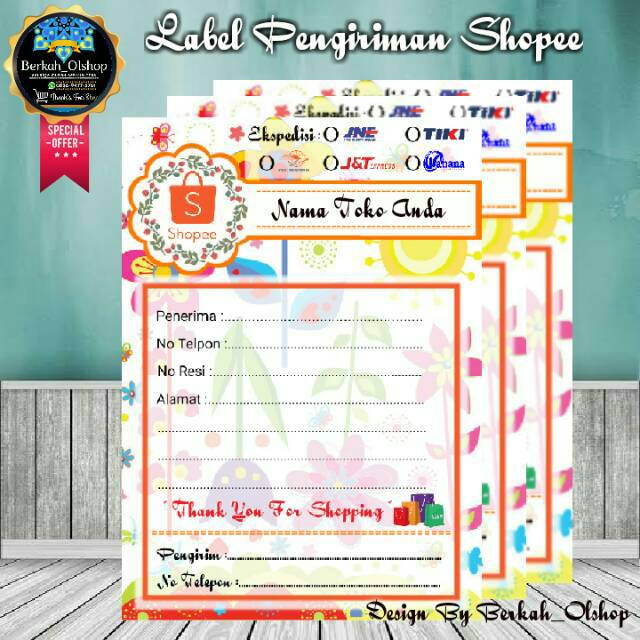 

Stiker Label Pengiriman Shopee 100 Lembar - [GRATIS] Custom Nama akun Toko Shopee