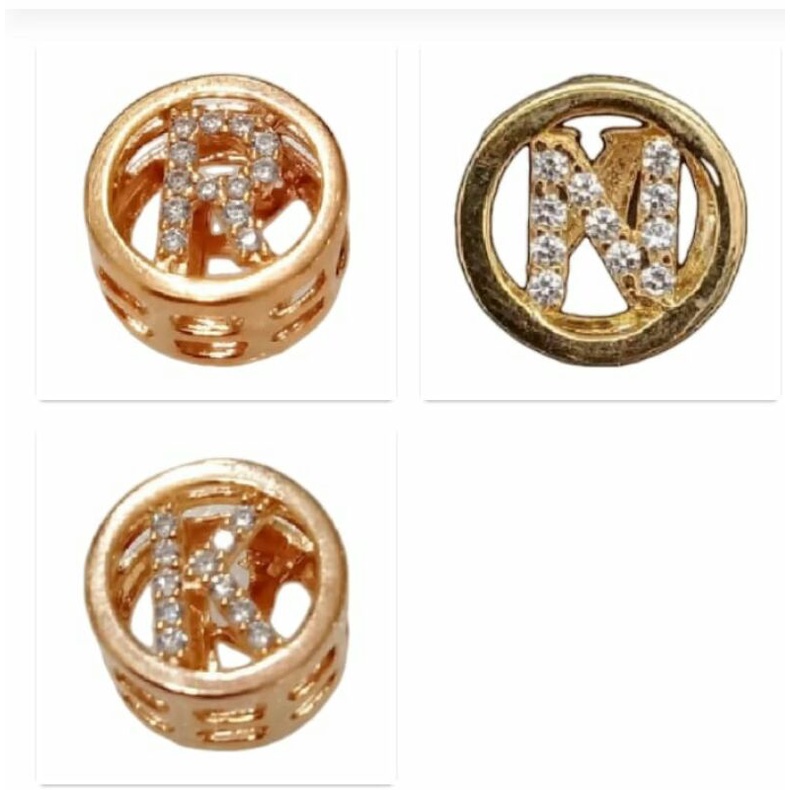 Liontin Kalung Inisial Huruf A , B C  H  K M,  N,P, S, V Y emas 375