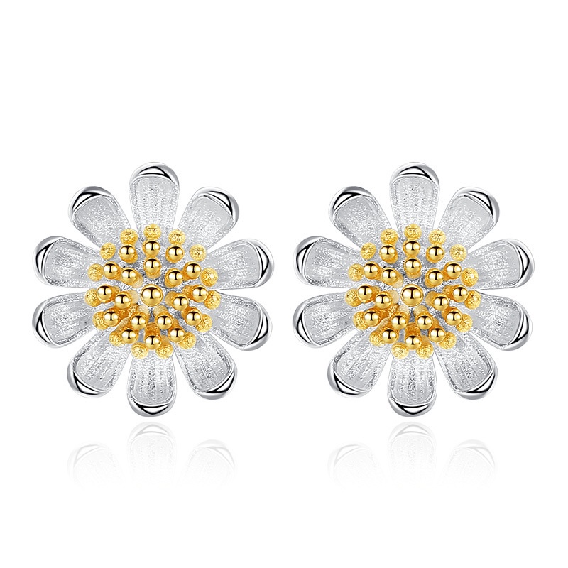 925 Perak Anting Anting Wanita Daisy Fashion Perhiasan/Subang Telinga anting perempuan